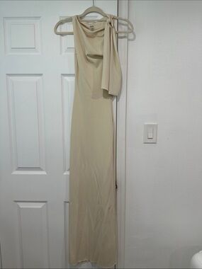 Asymmetric One-Shoulder Maxi Dress in Cream